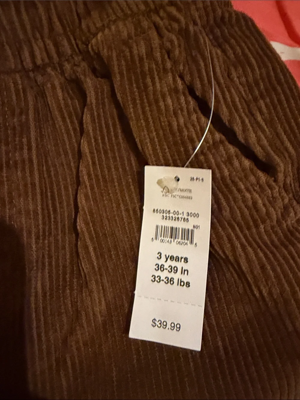 GAP Brown Corduroy Jogger Pants with Navy Drawstring